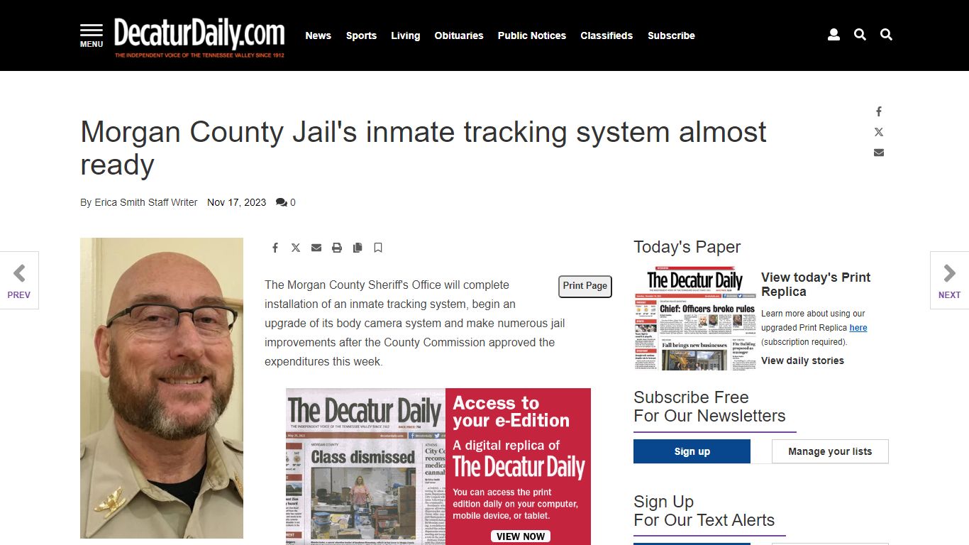 Morgan County Jail's inmate tracking system almost ready